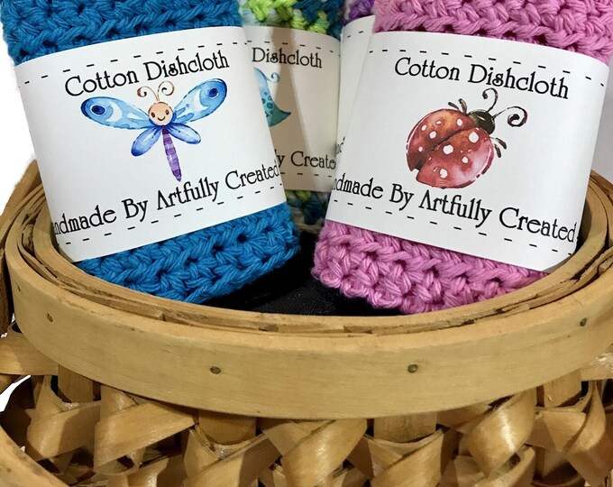 Crochet Dishcloth Labels, Packaging, Tags, Crochet Wraps, PDF File Only ...
