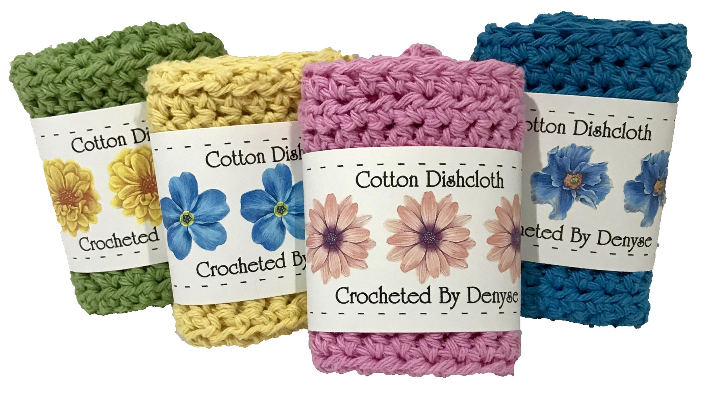 Buds in a Row Crochet Dishcloth Labels Packaging Tags Etsy