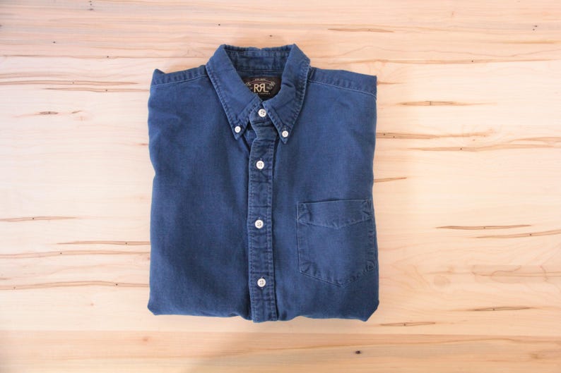 Double RL button front long sleeve shirt