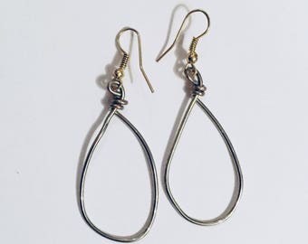 Silver Hoop Dangling Earrings, Handmade Earrings, Wire Wrapped Jewellery, Everyday Jewelry, Casual Earrings, Custom made Earrings, Mom Gift