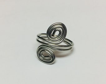 Silver Swirl Ring, Wire Wrapped Ring, Ring Jewellery, Ring for women, Swirly Ring, Handmade Jewelry, Boho Rings, Rings for he, Gift for mom