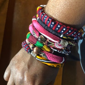 Colorful African Fabric Bracelets, Ankara Cord Bangles, Handmade Jewelry, Stackable Fashion Accessories, Afrocentric Jewelry, Gifts