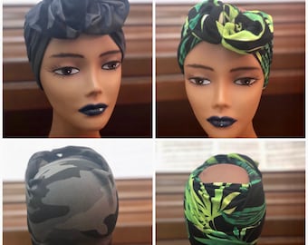 Pretied Bow Headwrap; Adjustable Open-Crown Headband; Closed Headtie; Seamless Slip-on Scarf; Gift for her; Stretchy Headcovering; Turban