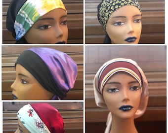 Slip-on Scarf; Satin Headwrap; Pretied Headtie; Night Cap; Scrub Cap; Premade Headcovering; Hair Accessories; Chemo Scarf; Alopecia Cap