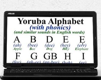 Yoruba Alphabet with Phonics, Letter, Language, Words, African Language, Nigerian, Digital Download, Art