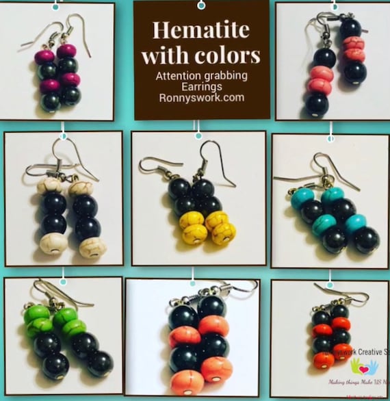 Dangling Hematite Earrings, Gemstone and Colorful Rondelle Earrings, Boho Spring Jewelry, Summer Fashion Accessories, Drop Earring Gift set