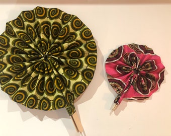 Folding Fan, Hand Fan, African Fabric Fan, Ankara Fan, Handmade fan, Foldable Fan,  Unique gift,