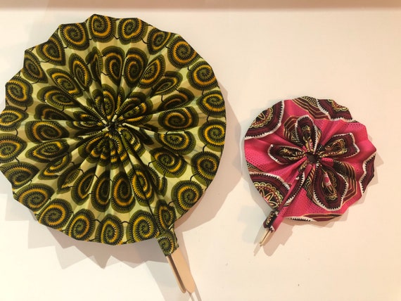 Folding Fan, Hand Fan, African Fabric Fan, Ankara Fan, Handmade fan, Foldable Fan,  Unique gift,