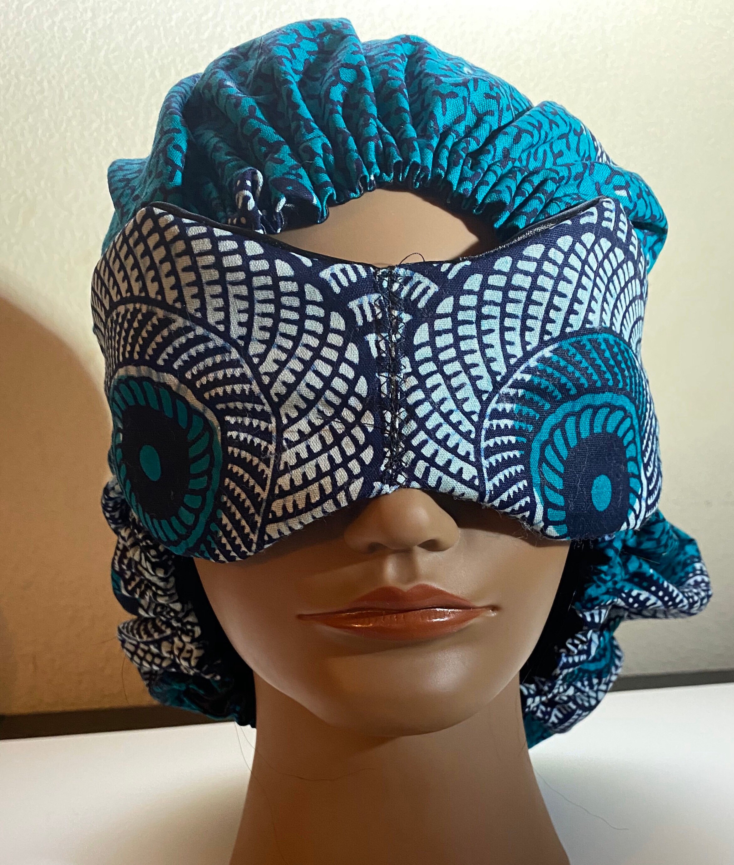 Satin Bonnet and Sleep Mask Set, Night Mask, Double Layered Bonnet