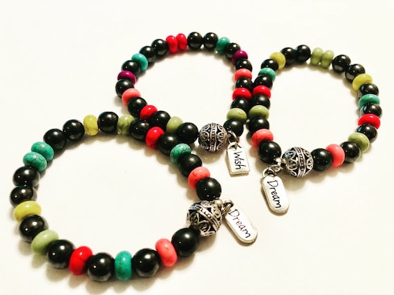 Friendship Charm Bracelet, Hematite, Multicolor, 8- inch, Easter Jewelry, Custom Jewellery, Gift for her, accessories, Handmade