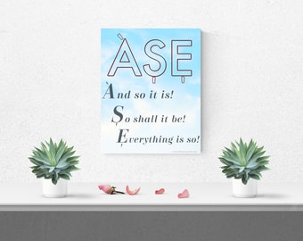 Ase, Digitaler Download, Yoruba Wortkunst, And so it is, wish, So soll it be, Gebet, Affirmation, Amen, Afrikanische Sprache, Afrocentric, Blau