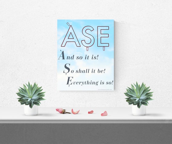 Ase, Digital Download, Yoruba word art, And so it is, wish, So shall it be, Prayer, Affirmation, Amen, African language, Afrocentric, Blue