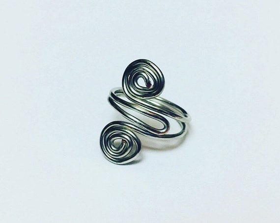 Silver Swirl Adjustable Ring, Wire Wrapped Ring, Jewellery, Ring for women, Wire Ring, Handmade Jewelry, Boho Rings, Rings for her, Gift