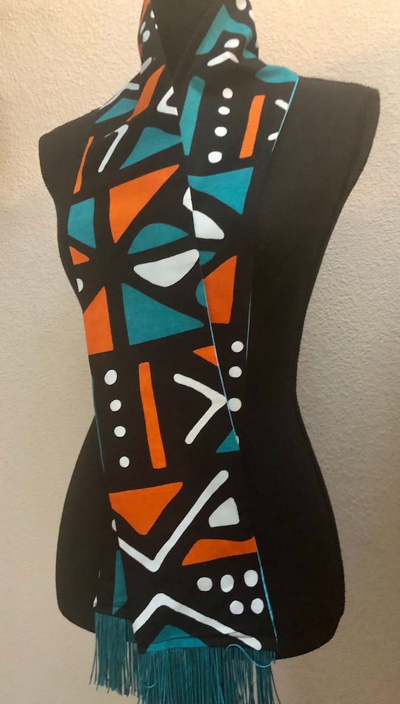 Afrocentric Graduation Stole; Clergy Stole; Fashion Satin Sash; Kente; African Fabric Pocket Square; Vintage Scarf; Unisex Wedding Gift Set;