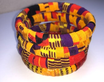 Ankara Fabric Bangles, Multicolored Bangles Bracelets, Handmade Fabric Jewelry, Unique Colorful Accessories, Afrocentric Jewelry, Gift Ideas