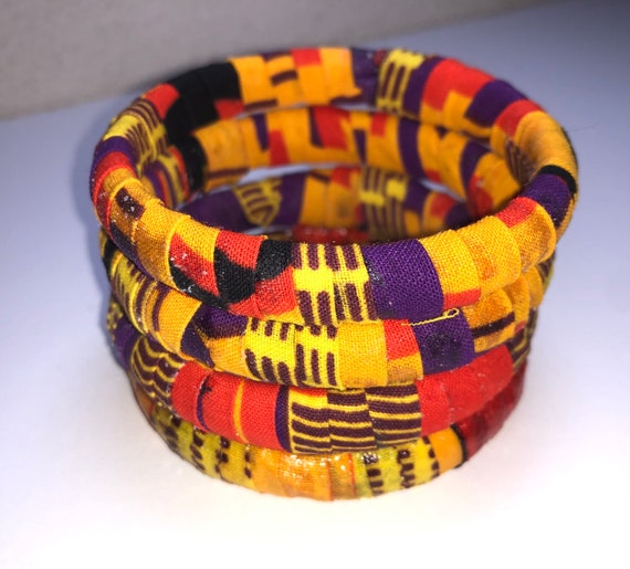 Ankara Fabric Bangles, Multicolored Bangles Bracelets, Handmade Fabric Jewelry, Unique Colorful Accessories, Afrocentric Jewelry, Gift Ideas