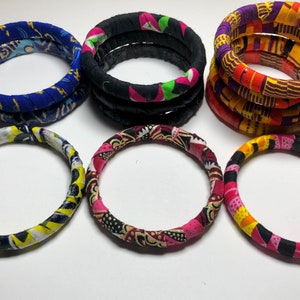Ankara Fabric Bangles, Stackable Multicolored Bracelets, Handmade Jewelry, Colorful Accessories, Afrocentric Jewelry, Colorful Gifts for all