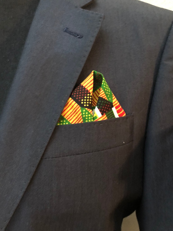 Mens Pocket Square, African Print, Kente, Handkerchief, Ankara Accessories,  Gift Set, Men's Wedding Attire, Afrocentric Gift for him