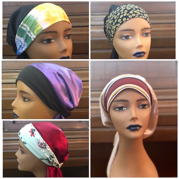 Slip-on Scarf; Satin Headwrap; Pretied Headtie; Night Cap; Scrub Cap; Premade Headcovering; Hair Accessories; Chemo Scarf; Alopecia Cap