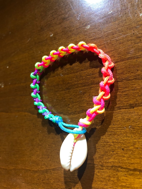 Friendship Bracelet, Cowrie, Cord, Puka Anklet, Cowry Shell Wristband, Handmade, Knotted, Custom Jewelry, Unisex, Unique, Gift for All