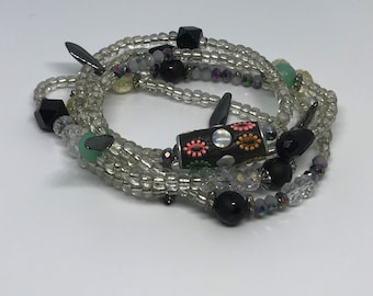 Beaded wrap bracelet, wrap bracelet, boho bracelet, stacked bracelet, beaded bracelets, wrap bracelets, stretch bracelet, stretch wrap