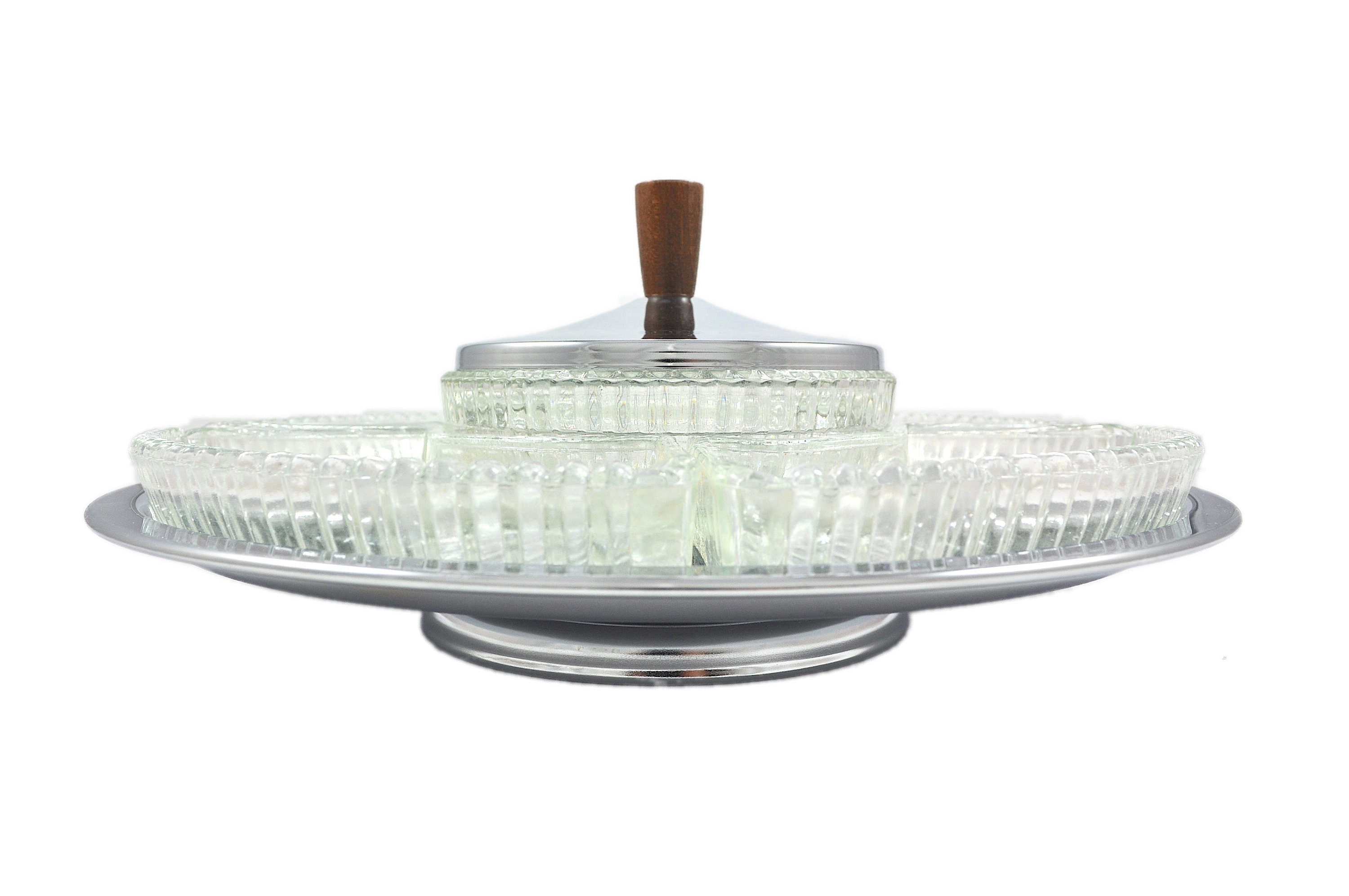 Vintage Lazy Susan Glass & Chrome lazy Susan Mid Century Etsy