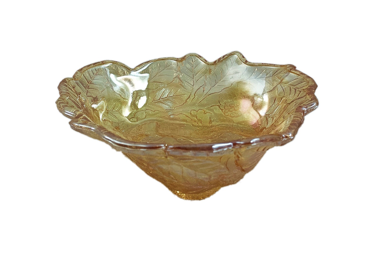 Vintage Indiana Carnival Glass Dish Amber Marigold | Etsy