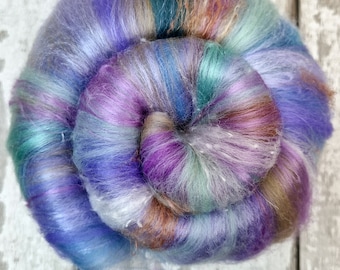 Scrappy Scribble Art batts for Spinning and Felting. 100g (3.5oz) 21 mic Merino wool and Silks. SCRIBBLE BATT #2