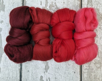 RED -  Merino Wool Top Set - 4 x 25g(0.8oz)