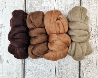 BROWN - Merino Wool Top Set - 4 x 25g(0.8oz)