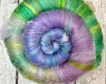 Scrappy Scribble Art batts for Spinning and Felting. 100g (3.5oz) 21 mic Merino wool and Silks. SCRIBBLE BATT #5