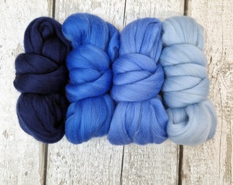 BLUE - Merino Wool Top Set - 4 x 25g(0.8oz)