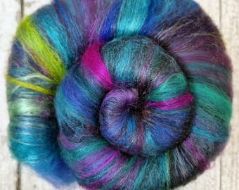 Scrappy Scribble Art batts for Spinning and Felting. 100g (3.5oz) 21 mic Merino wool and Silks. SCRIBBLE BATT #1