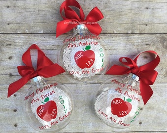 christmas ornament for teacher christmas present for teacher etsy