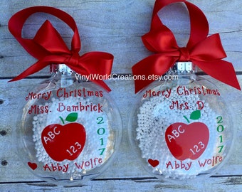 christmas ornament for teacher christmas present for teacher etsy