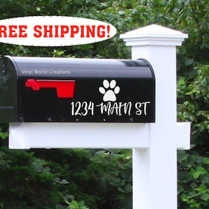 MAILBOX DECAL with Dog Paw Print/ Dog Mailbox decals/ Paw print mailbox decal/ Dog Paw print Mailbox address decal/ Personalized Mailbox