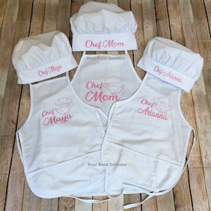 Custom Aprons/ Mommy and me apron/ Mom apron/ Childs apron/ Apron for daughter/ White apron set/ Mommy and me fashion/ kids aprons/