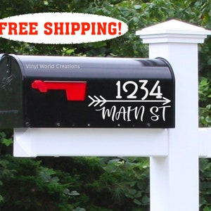 MAILBOX DECAL with arrow/ Mail box address decal/ Personalized Mailbox/ Custom Mailbox with house number/ New Home Gift/ Decorative mailbox