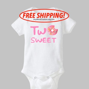 Girls Two Sweet Donut Onesie/2 year old birthday bodysuit/ 2nd birthday shirt/ Donut birthday party/ Donut Theme party/girls donut onesie/
