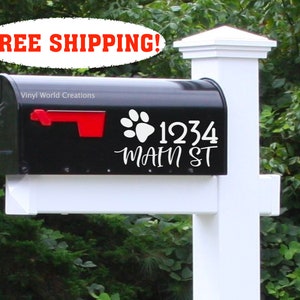 MAILBOX DECAL with Dog Paw Print/ Dog Mailbox decals/ Paw print mailbox decal/ Dog Paw print Mailbox address decal/ Personalized Mailbox