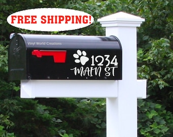 MAILBOX DECAL with Dog Paw Print/ Dog Mailbox decals/ Paw print mailbox decal/ Dog Paw print Mailbox address decal/ Personalized Mailbox