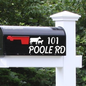 MAILBOX DECAL with Cows/ Cow Mailbox decals/Cow mailbox decal/ Cow Mailbox address decal/ Personalized Mailbox