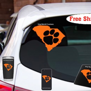 South Carolina Auto Fensterdecal/ Clemson Aufkleber/ Aufkleber mit Pfote/ South Carolina Auto Aufkleber/ South Carolina Laptop Aufkleber/Clemson Phone Aufkleber