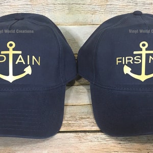 Captain and First Mate Hats/ Boat Captain Hat/ Hats for Captain and First Mate/ Captain cap with Anchor/ custom captain hat