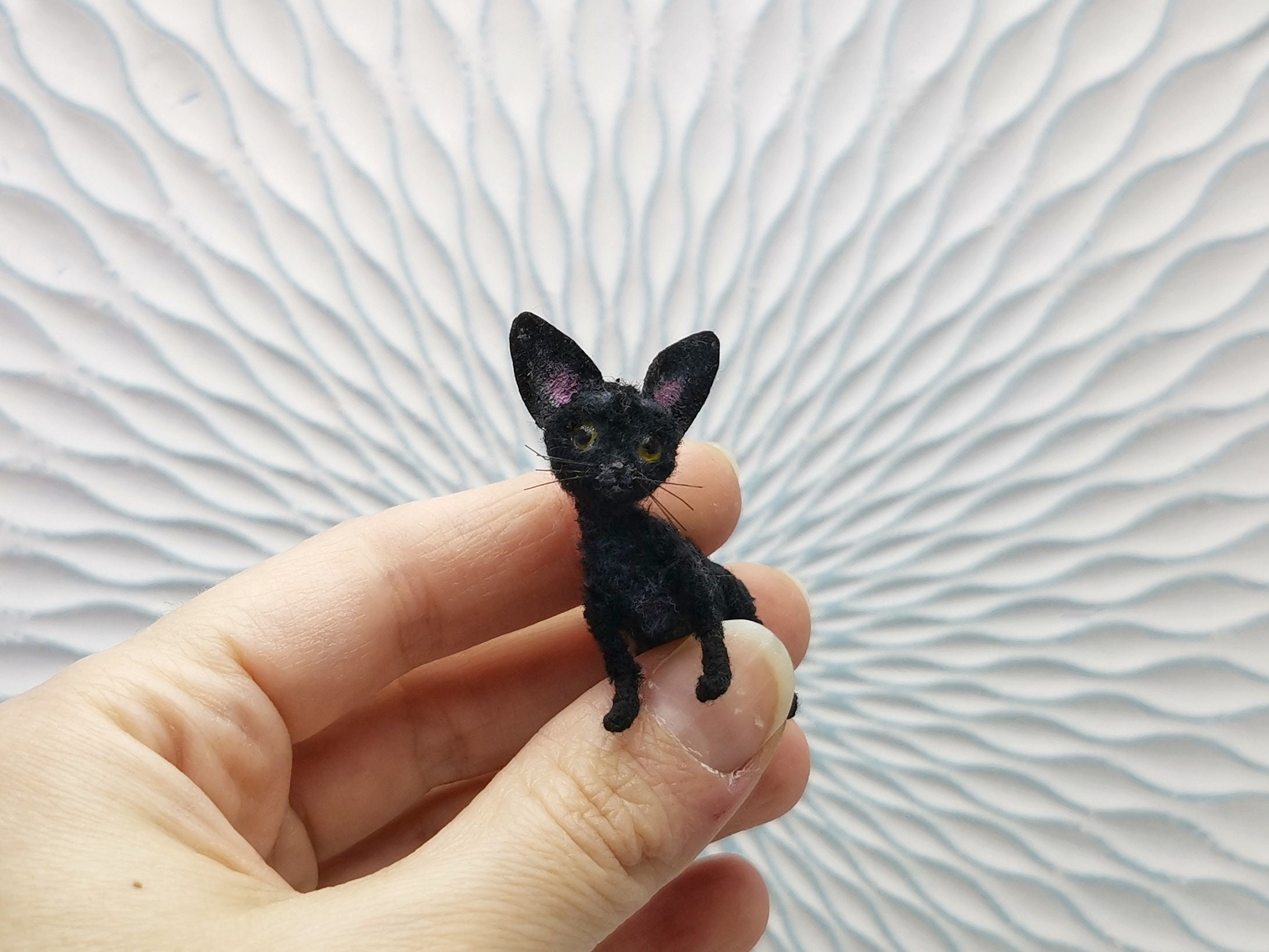 Miniature kitten DevonRex micro cat for dollhouse micro toys Etsy
