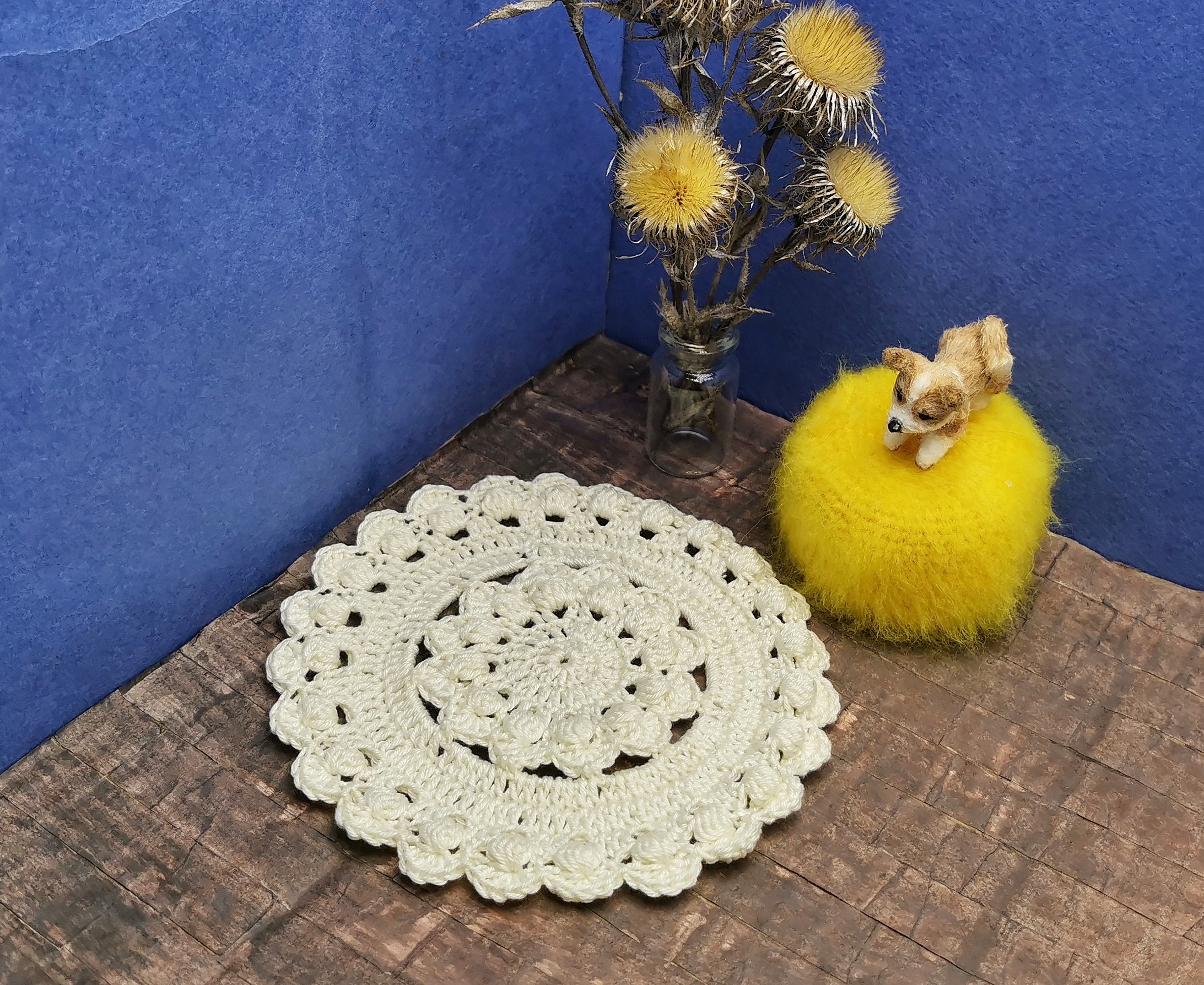 Pdf Pattern Dollhouse Miniature Crochet Rug Pattern Miniature Etsy