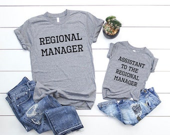 Regional Manager/Assistant to the, Fathers Day Gift set, Father Son Matching Shirts, Dad and Son, Dad and Baby Matching Shirts, Funny Tees