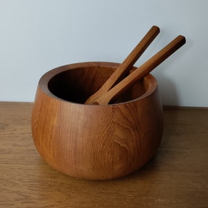 DANSK Teak Wood Salad Serving Bowl JHQ IHQ Jens Quistgaard Utensils Servers Danish Modern Mid-Century