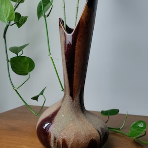 UNIQUE Mid-Century Vintage Royal Haeger 1752 Brown Drip Glaze Atomic Vase Pottery