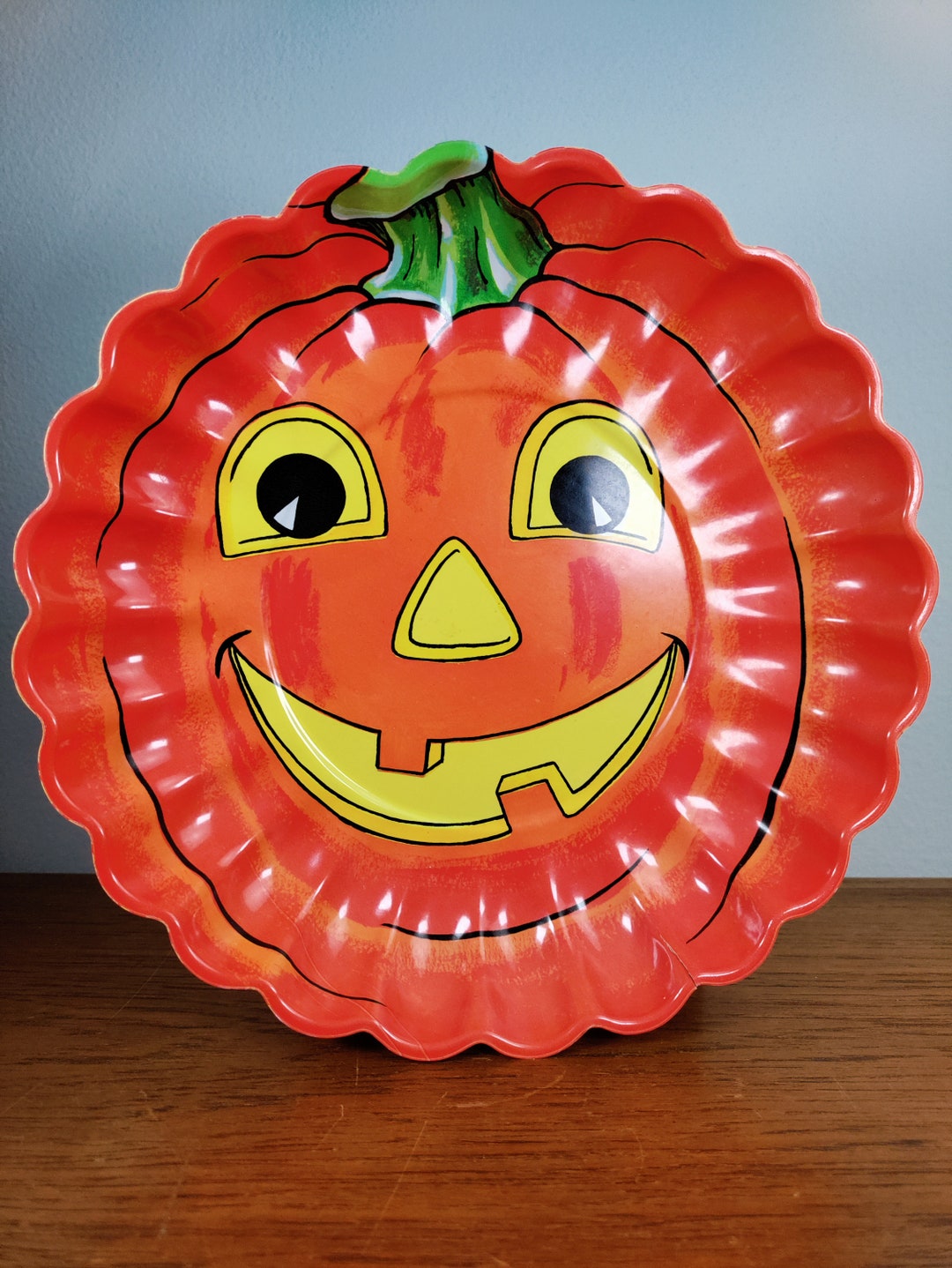 Vintage Halloween Plastic JOL Jack O Lantern Serving Plate Display ...